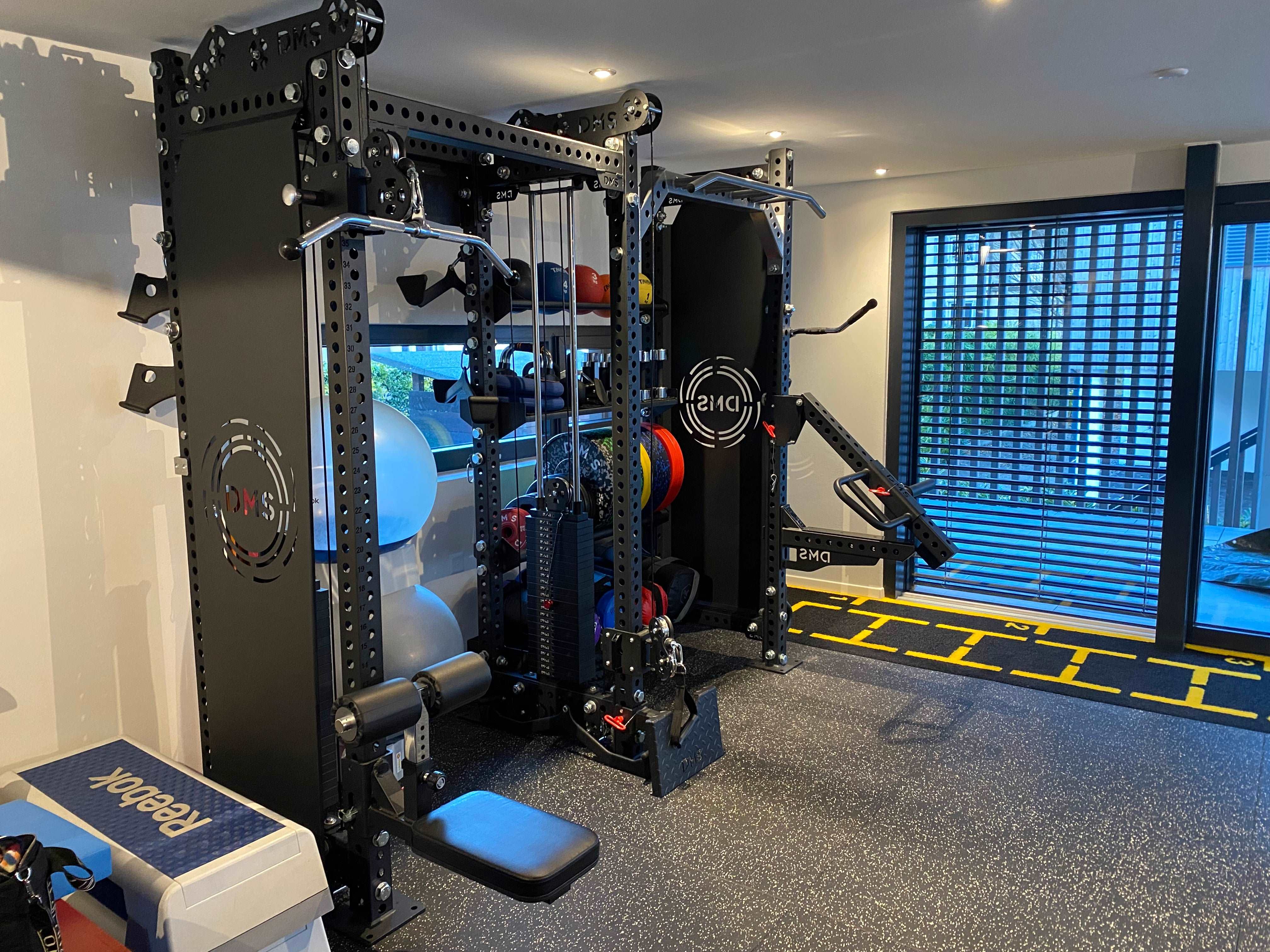 Side View of the Galaxy Cover Panels for the Custom Cosmos Rack with 4 Tier Storage and Multi-Grip Bar