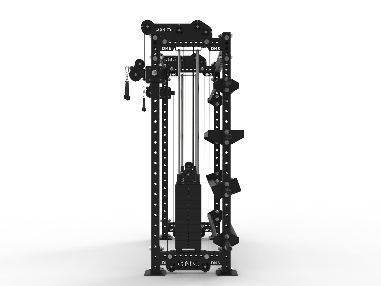 Cosmos Power Rack Side View (storage plates shown optional to the base package)