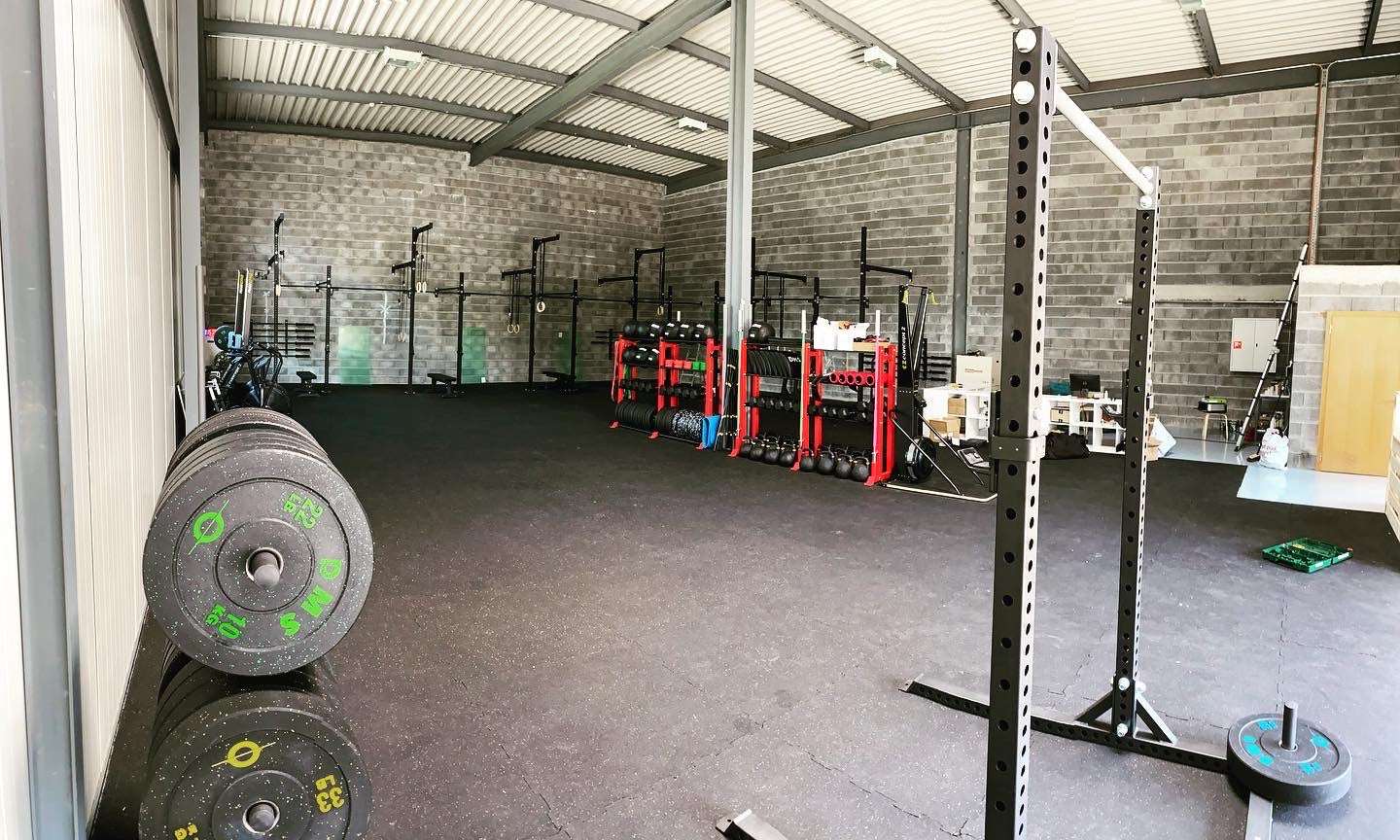 General view of Alp'In Crossfit with the Squat Rack SR232, Bumper Storage and Multi-Tier Red Storage